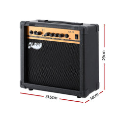 Alpha 20W Guitar Amplifier Portable Practice Amp Overdrive 3-Band EQ Black