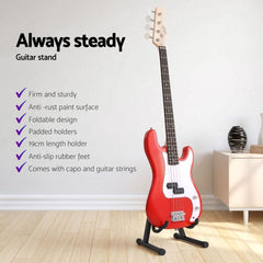 Alpha Electric Guitar Bass 47 Inch Set Kit 40W Bass Guitar Amplifier Guitar Stand Folding