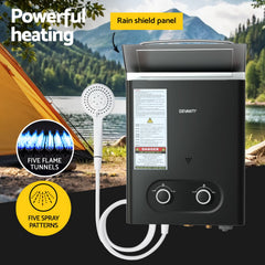 Devanti Portable Gas Water Heater LPG-powered System Black With Pump