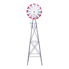 Gardeon Garden Windmill Metal Weather Station with Rain Gauge 243cm Silver