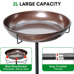 Bird Bath and Feeder Double 12Inch Bowls Metal Bird Feeder Birdbaths Freestanding Bird Bath Stand with Stakes for Garden Outdoors Decor Large Capacity