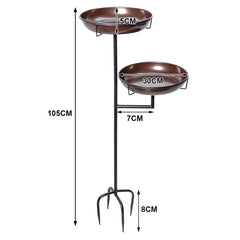 Bird Bath and Feeder Double 12Inch Bowls Metal Bird Feeder Birdbaths Freestanding Bird Bath Stand with Stakes for Garden Outdoors D¨¦cor Large Capacity