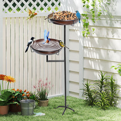 Bird Bath and Feeder Double 12Inch Bowls Metal Bird Feeder Birdbaths Freestanding Bird Bath Stand with Stakes for Garden Outdoors D¨¦cor Large Capacity