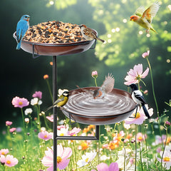 Bird Bath and Feeder Double 12Inch Bowls Metal Bird Feeder Birdbaths Freestanding Bird Bath Stand with Stakes for Garden Outdoors D¨¦cor Large Capacity