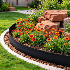 10 Pack Steel Garden Edging Bendable Border 106cm Strips with 8cm-Depth Spike for Landscape Flower Bed Lawn Yard Pathway Weather Resistant Divider Black