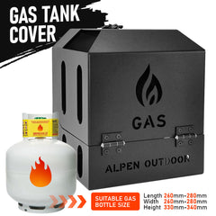 Alpen Outdoor Gas Bottle Holder Box 2.5mm Thickness 4KG Aluminium Gas Bottle Protective Holder Gas Cylinder Cage with Lockable Over Centre Latch Outdoor Camping Canopy Black