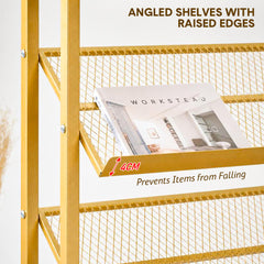 5 Layers Floor Display Rack Steel Wire Organizer with Anti-Slip Slanted Shelves and Stable Base for Retail Shop Fused Beads Candy Snack Sample Organization