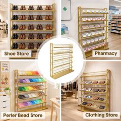 5 Layers Floor Display Rack Steel Wire Organizer with Anti-Slip Slanted Shelves and Stable Base for Retail Shop Fused Beads Candy Snack Sample Organization