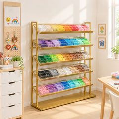 5 Layers Floor Display Rack Steel Wire Organizer with Anti-Slip Slanted Shelves and Stable Base for Retail Shop Fused Beads Candy Snack Sample Organization