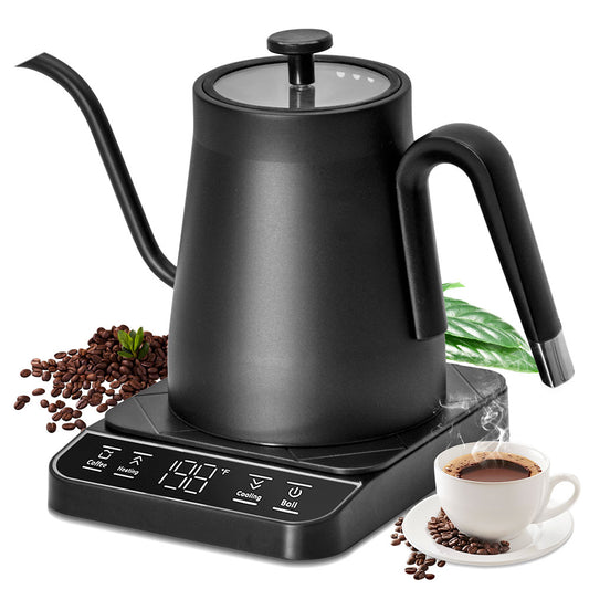 Gooseneck Kettle 1350W Electric 304 Stainless Steel 0.8L Coffee Tea Kettle Quick Heating Water Boiler with Thermostat and 90 Degree Right Angle Spout Black