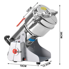 1000G Electric Grain Mill Grinder 2400W High Speed Grinding Machine 430 Stainless Steel Food Powder Crusher Suitable for Kitchen Herb Coffee Dry Food
