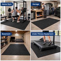 15mm Thick Gym Mats Flooring 6 Pack 50x50cm Rubber Tiles Non-Slip Exercise Mats for Home Garage Gym Equipment Floor Protection and Noise Shock Absorbing