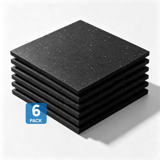 15mm Thick Gym Mats Flooring 6 Pack 50x50cm Rubber Tiles Non-Slip Exercise Mats for Home Garage Gym Equipment Floor Protection and Noise Shock Absorbing