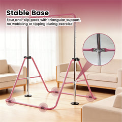 Kids Gymnastics Bar Indoor Junior Training Horizontal Monkey Bars 88-130cm Height Adjustable Home Training Climbing Tower for Children Max Load 150kg Pink