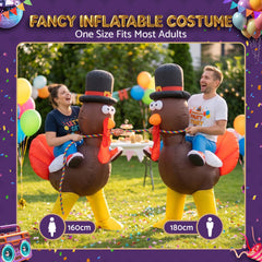 Inflatable Costume Ride On Turkey Fancy Dress Funny Party Outfit Brown One Size
