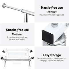 Artiss 2X Clothes Rack Double Rod Airer Rail Coat Stand Adjustable Hanger