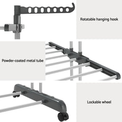 Artiss 2X Clothes Drying Rack 173cm Coat Airer Hanger Foldable