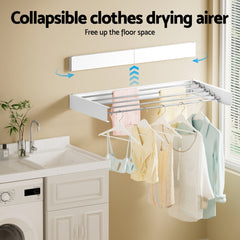 Artiss Clothes Rack Wall Mounted Airer Foldable White