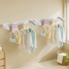 Artiss Set of 2 Clothes Rack Wall Mounted Airer Foldable White