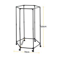Artiss Clothes Rack Airer Rail Coat Stand Wheels 6 Rods