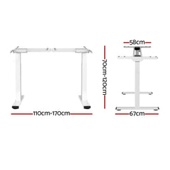 Artiss Standing Desk Frame Only Dual Motor Motorised White