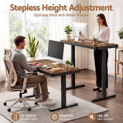 Artiss Motorised Standing Desk with Storage Drawer 120cm Rustic Brown