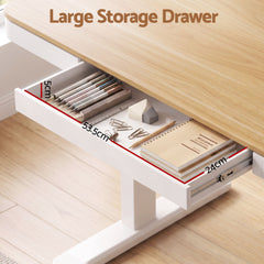 Artiss Motorised Standing Desk with Storage Drawer 120cm Wood White