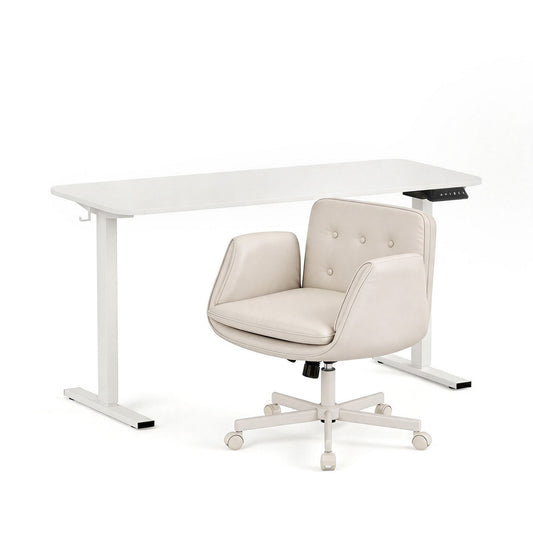 Artiss Criss Cross Chair with Wheels & Adjustable Armrests and Electric Standing Desk 140cm with Memory Presets, Ergonomic Cross Legged Chair and Office Desk Set