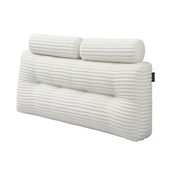 Giselle wedge pillow headboard with non-flattening shredded foam core, perfect for dorm reading or sofa lap desk, 330g corduroy cover, side pockets, Double