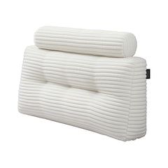 Giselle wedge pillow headboard with non-flattening shredded foam core, perfect for dorm reading or sofa lap desk, 330g corduroy cover, side pockets, King Single