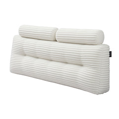 Giselle wedge pillow headboard with non-flattening shredded foam core, perfect for dorm reading or sofa lap desk, 330g corduroy cover, side pockets, Queen