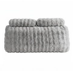 Giselle Wedge Pillow Headboard, Easy Wash Zipper Cover & Anti-Flat Foam, Couch Lumbar Support for Dorm Readers, 340g Faux Rabbit Fur with Dual Pockets, Double