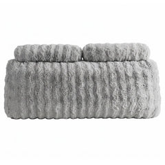 Giselle Wedge Pillow Headboard, Easy Wash Zipper Cover & Anti-Flat Foam, Couch Lumbar Support for Dorm Readers, 340g Faux Rabbit Fur with Dual Pockets, Queen