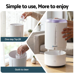 Devanti Ultrasonic Humidifier Aroma Diffuser Top Fill Quiet Bedroom 4L White