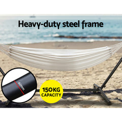 Gardeon Hammock Bed Camping Chair Outdoor Lounge Single Cotton with Stand