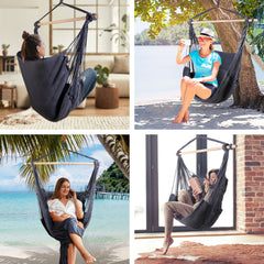 Gardeon Hammock Chair Outdoor Camping Hanging Hammocks Cushion Pillow Grey