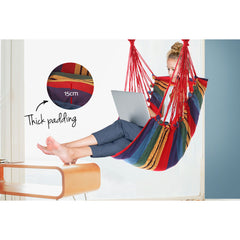 Gardeon Hammock Chair Outdoor Camping Hanging Hammocks Cushion Pillow Rainbow