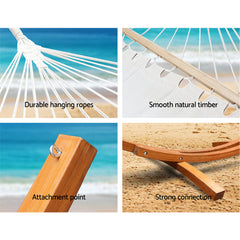 Gardeon Hammock Bed Outdoor Camping Garden Timber Hammock with Stand