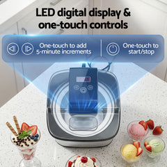 Devanti Ice Cream Maker Slushie Machine 2L Homemade Gelato Sorbet Sliver