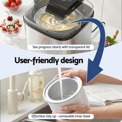 Devanti Ice Cream Maker Slushie Machine 2L Homemade Gelato Sorbet Sliver