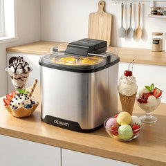 Devanti Ice Cream Maker Slushie Machine 2L Homemade Gelato Sorbet Sliver