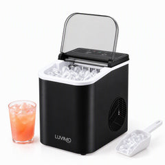 LUVIMO 12kg Ice Maker Machine Full Open Cover Deep Clean - Black