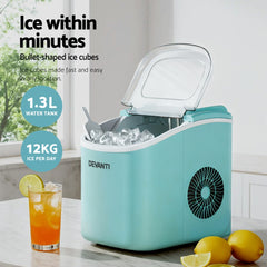Devanti 12kg Ice Maker Machine w/Self Cleaning Green
