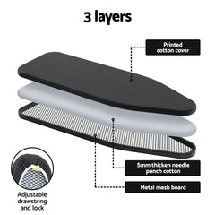 Artiss Ironing Board with Iron Rest with 3 Layers Extra Thick Cover Easy Storage