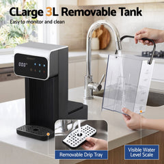 Devanti Instant Hot Water Dispenser 3L Heating Kettle 2400W Touch Control Water Black