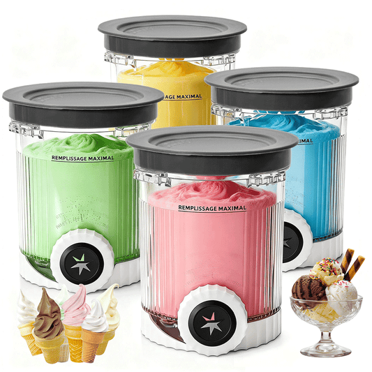 4 Pcs Ice Cream Pints with Lid 2-Mode Soft Serve Maker Replacement Compatible with Ninja Swirl Creami NC700&NC701 Series BPA-Free Container Dishwasher Safe