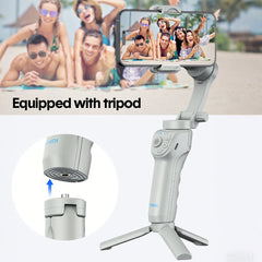 Portable Mobile Intelligent Gimbal 3 Axis Handheld Foldable and Rechargeable Smartphone Stabilizer 8 Modes with Tripod for Video Recording Face Tracking