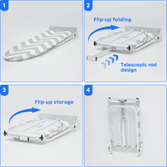 Wall Mounted Foldable Ironing Board 90 Degree Foldable Swivel Folding Iron Board 92X31cm with Removable Cover Home Apartment Laundry Space Saving