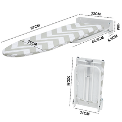 Wall Mounted Foldable Ironing Board 90 Degree Foldable Swivel Folding Iron Board 92X31cm with Removable Cover Home Apartment Laundry Space Saving