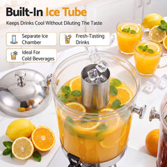 5-Star Chef 16L Dual Tank Juice Dispenser Drink Beverage Server Ice Tubes